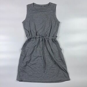 Dear Apple Shift Dress Women's Medium Gray Drawstring Waist Sleeveless Crew Neck
